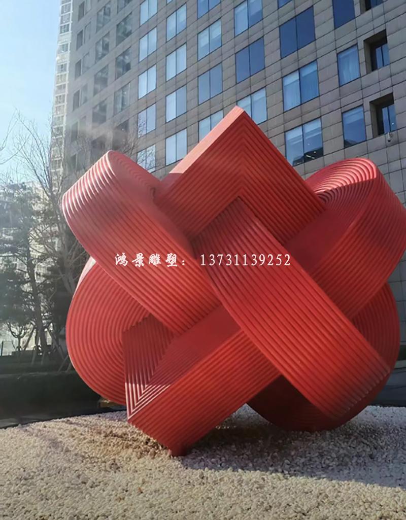 不锈钢红色中国结雕塑